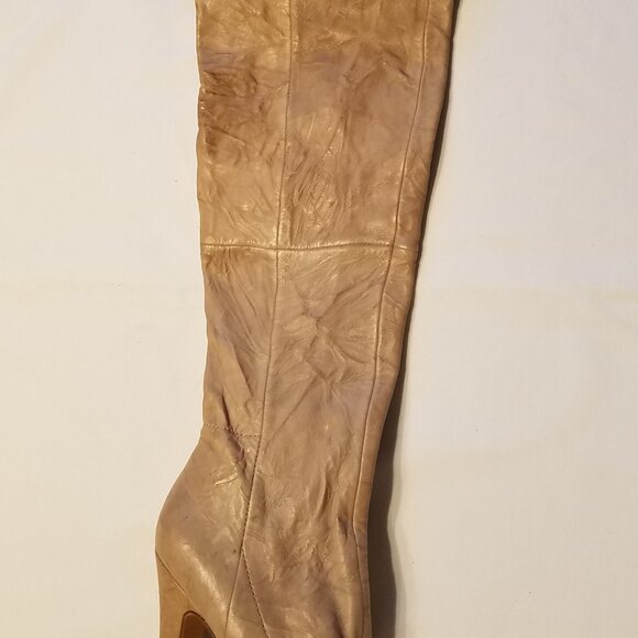 Report Signature Fairfax 2 Tan Leather Over The Knee Stiletto Boots 7.5M - Picture 3 of 16